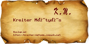 Kreiter Mátyás névjegykártya