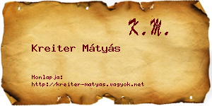 Kreiter Mátyás névjegykártya